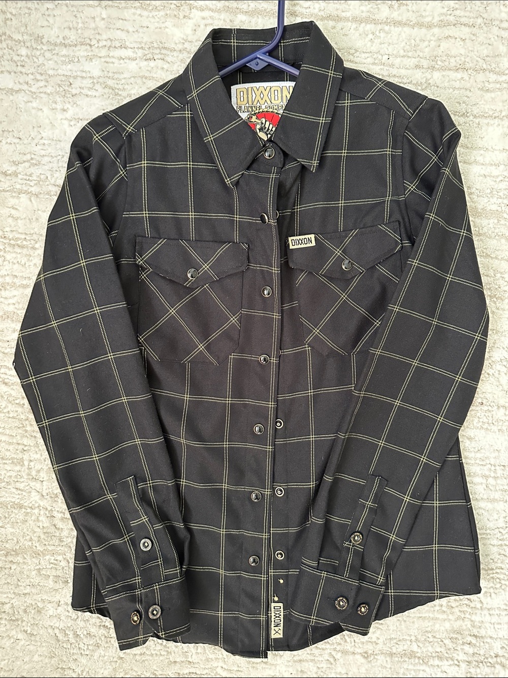 DIXXON Black Shirt with Gold Windowpane Plaid